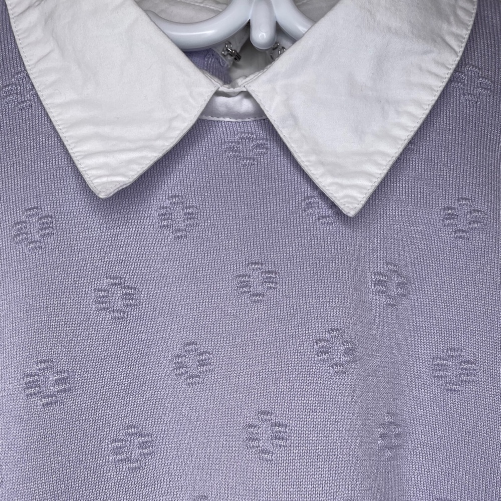 CABLE & GAUGE Lightweight 3/4 Sleeves Dickie Collared Sweater XL in Lavender - Picture 6 of 10